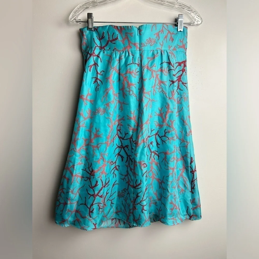 Lilly Pulitzer Turquoise Coral Print Strapless Dress with Red Accent - Picture 2 of 13